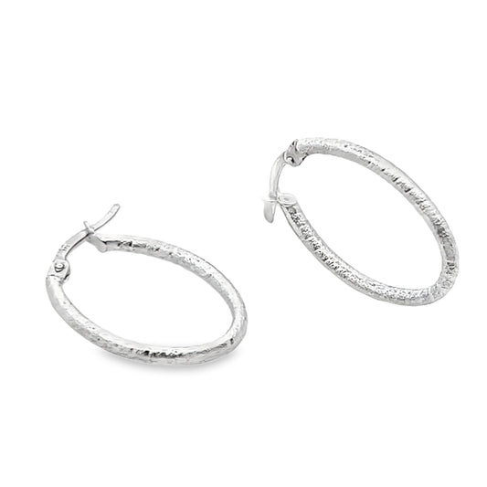 9K White Gold Oval Hoops