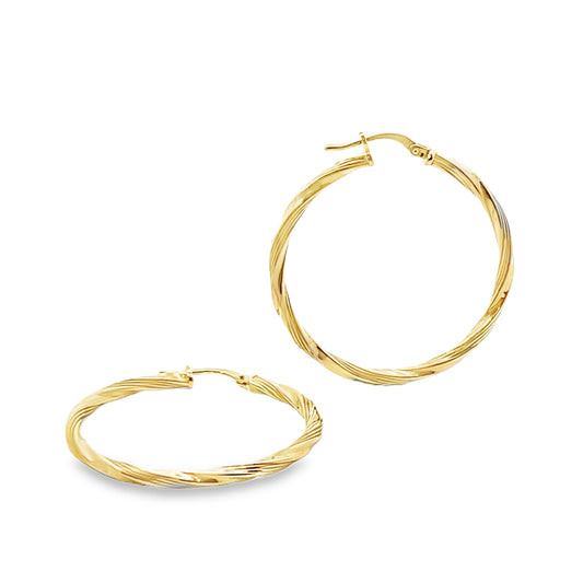 Silver 9K Bonded Twist Hoop