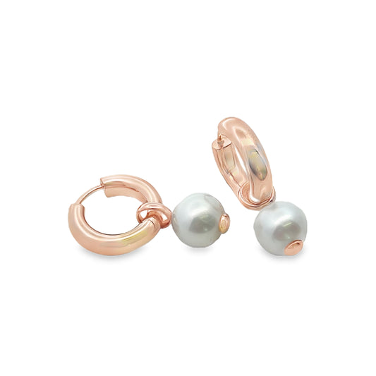 Silver Rose Gold Pearl Earrings