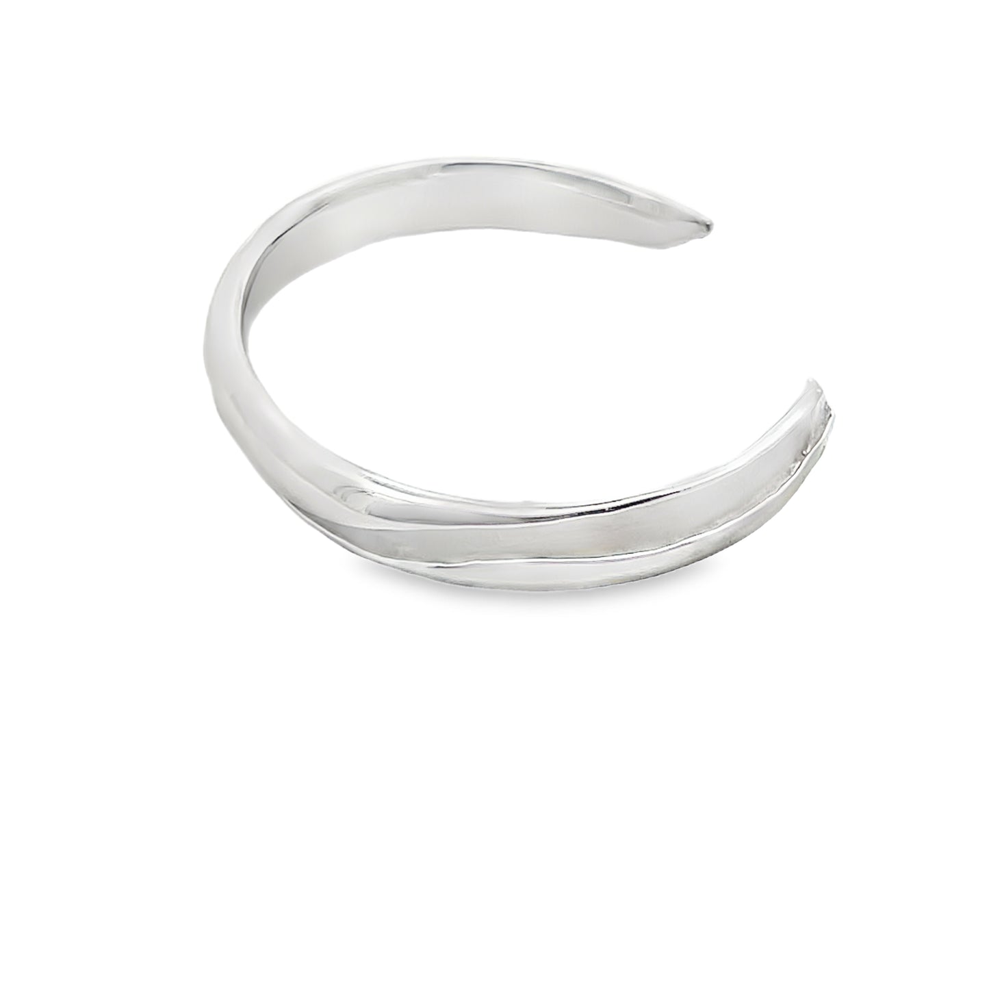 Modern Sterling Silver Open Cuff Bangle