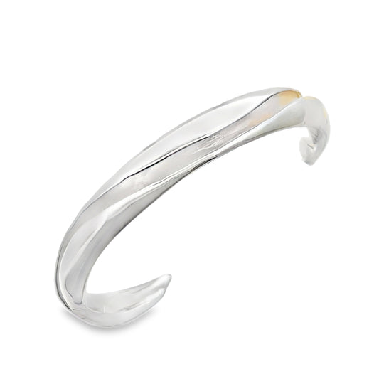 Modern Sterling Silver Open Cuff Bangle