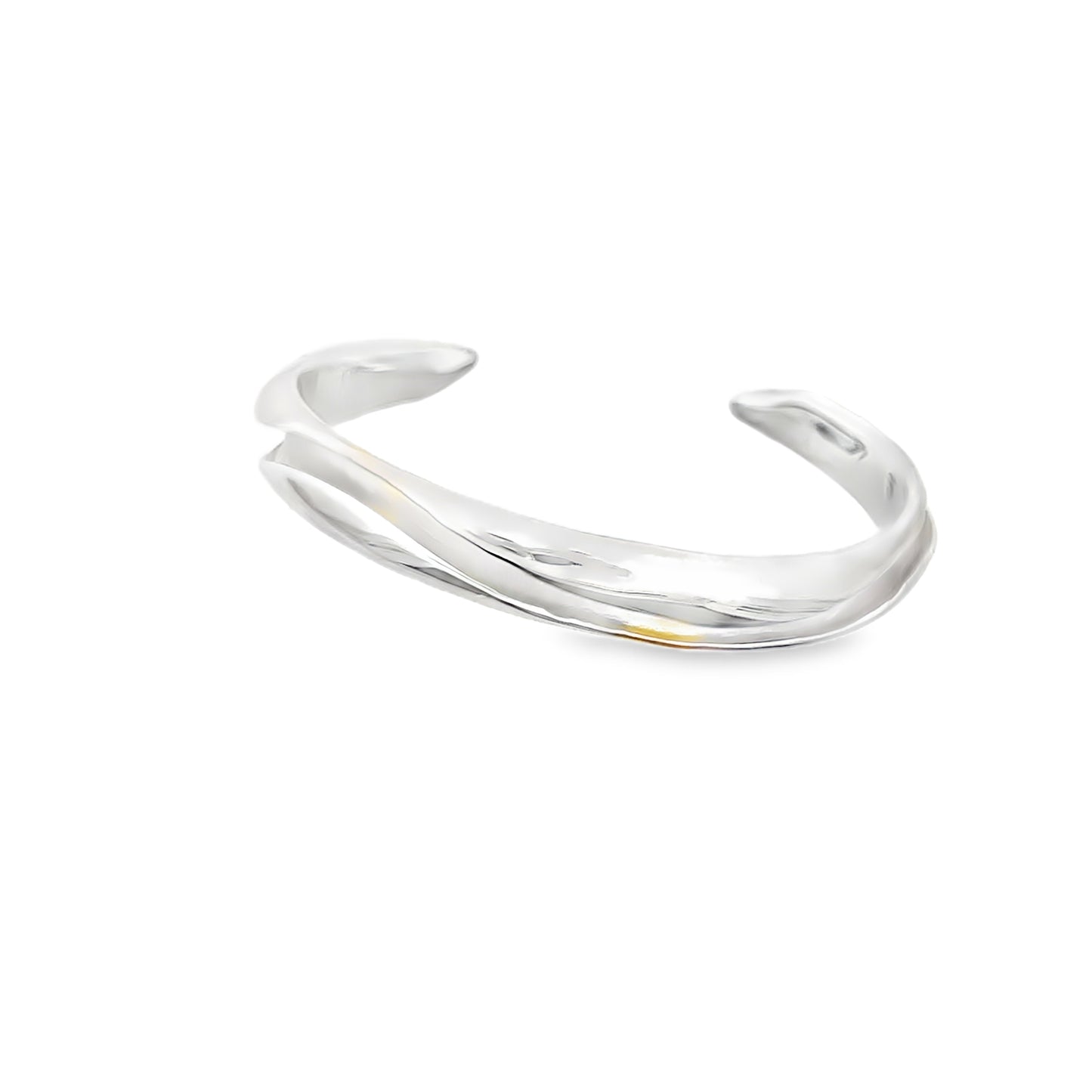 Modern Sterling Silver Open Cuff Bangle