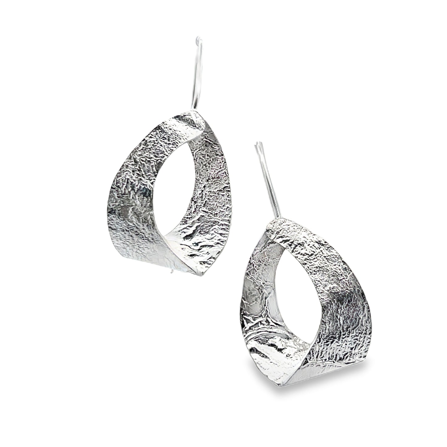 Textured Sterling Silver Dangle Earrings