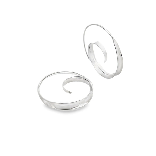 Sterling Silver Spiral Hoop Earrings - Modern Statement Jewelry