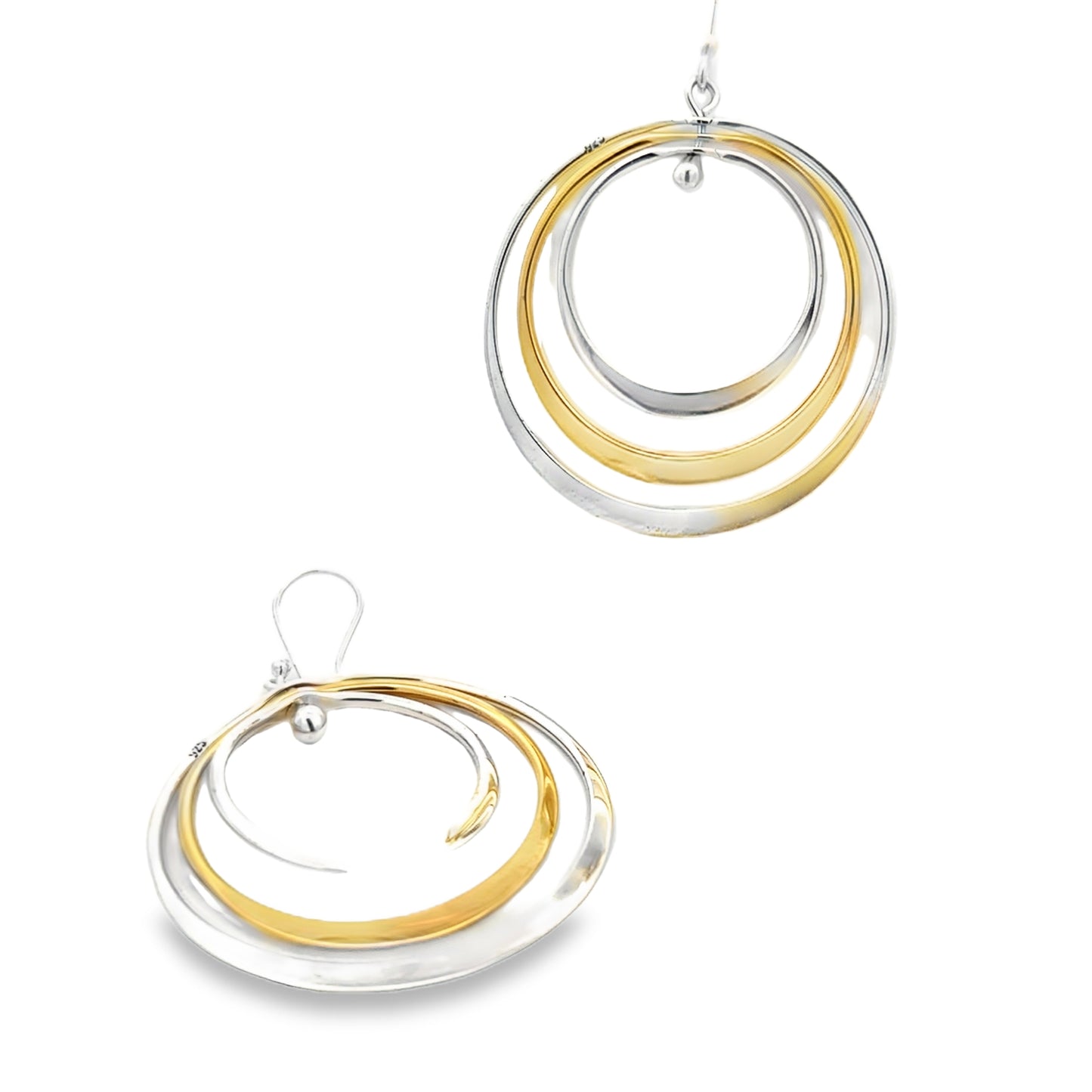 Gold Circular Dangle Earrings - Modern Geometric Design