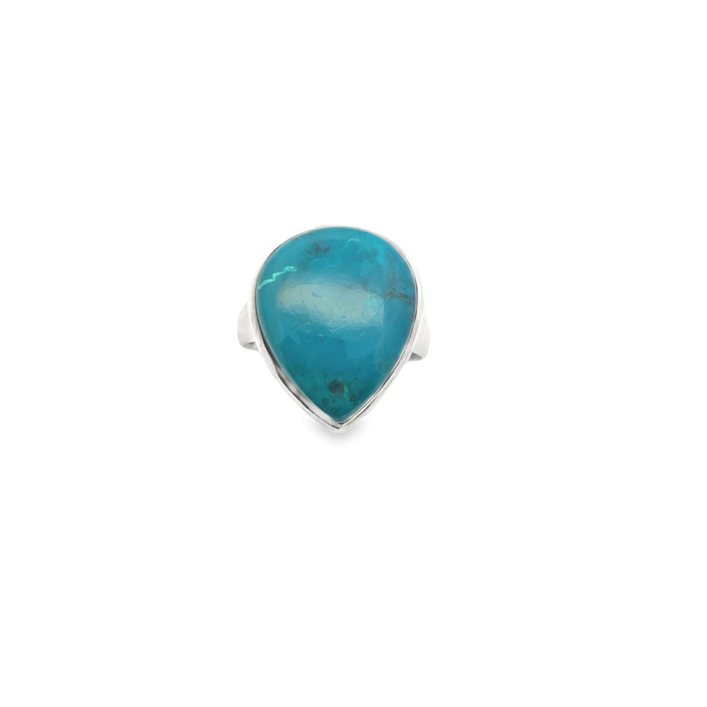 Sterling Silver Cocktail Ring with Cabochon Pear Turquoise Gemstone