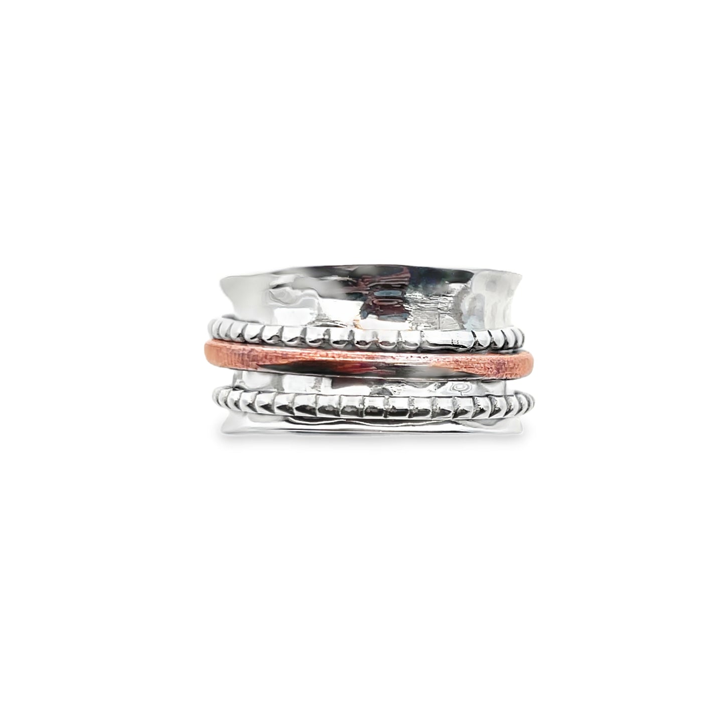 Sterling Silver Spinning Ring with Copper and Silver Accents