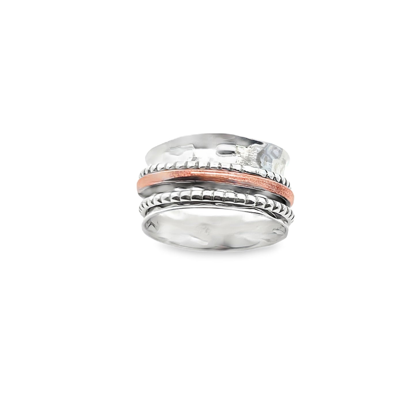 Sterling Silver Spinning Ring with Copper and Silver Accents