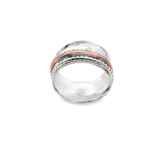Sterling Silver Spinning Ring with Copper and Silver Accents