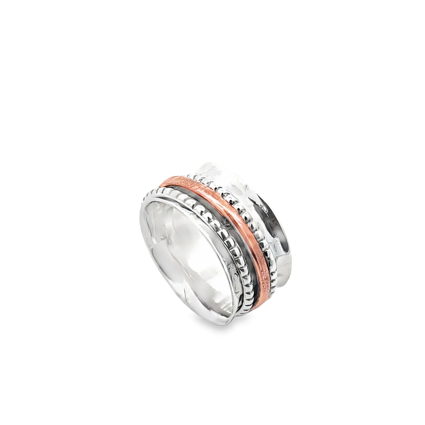 Sterling Silver Spinning Ring with Copper and Silver Accents