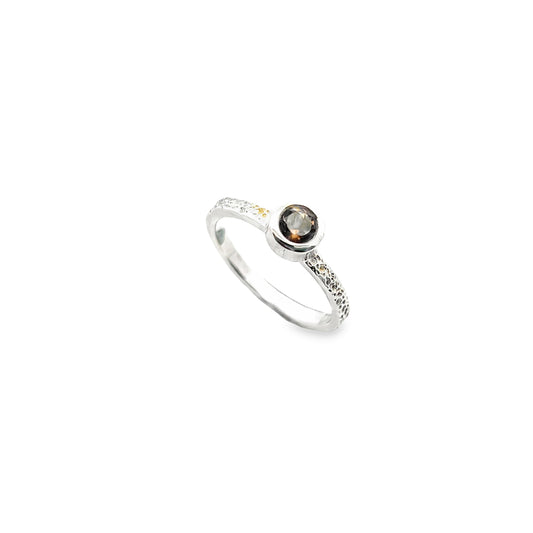 Silver Smokey Quartz Stacker Ring