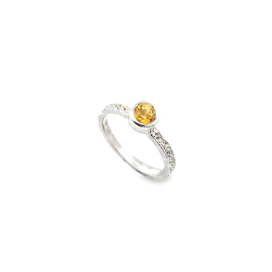 Silver Citrine Stacker Ring