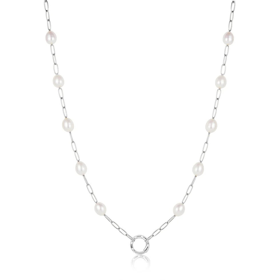 Sterling Silver Pearl Charm Connecter Necklace
