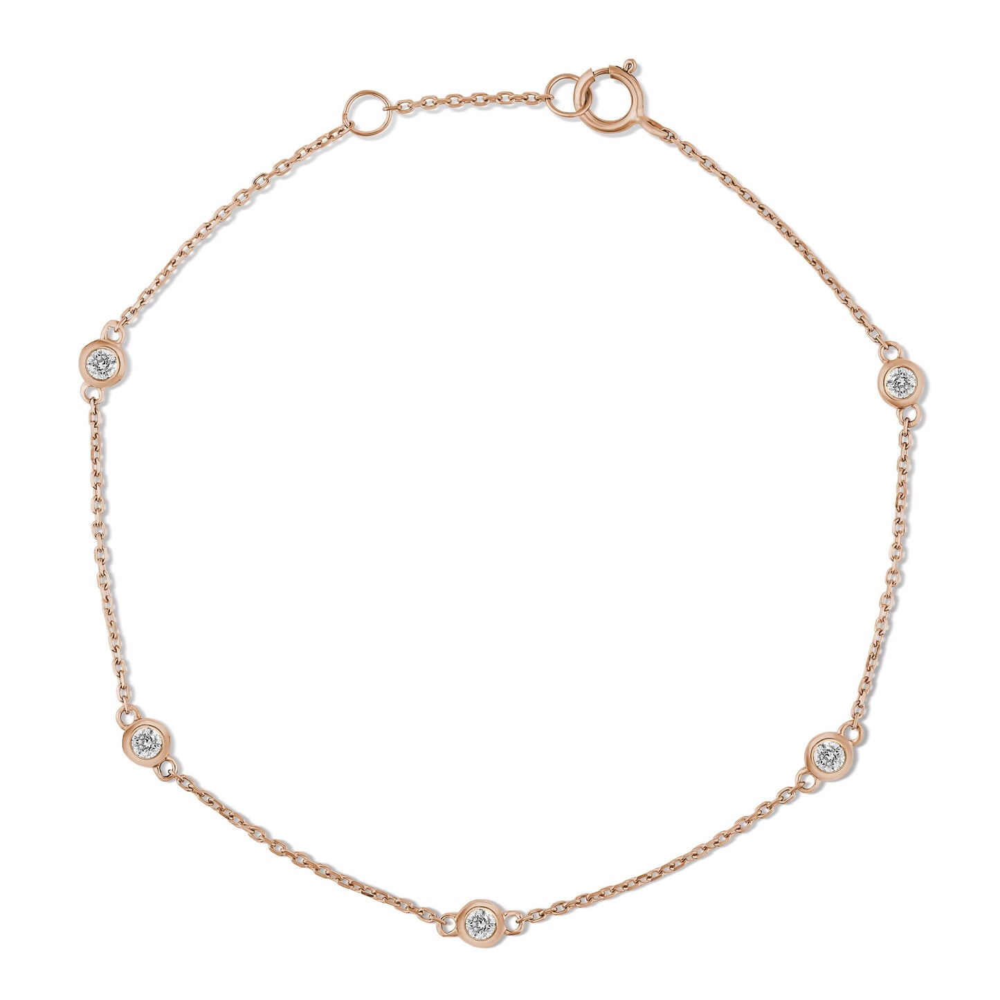 9ct Rose Gold Bezel Set Diamond Bracelet