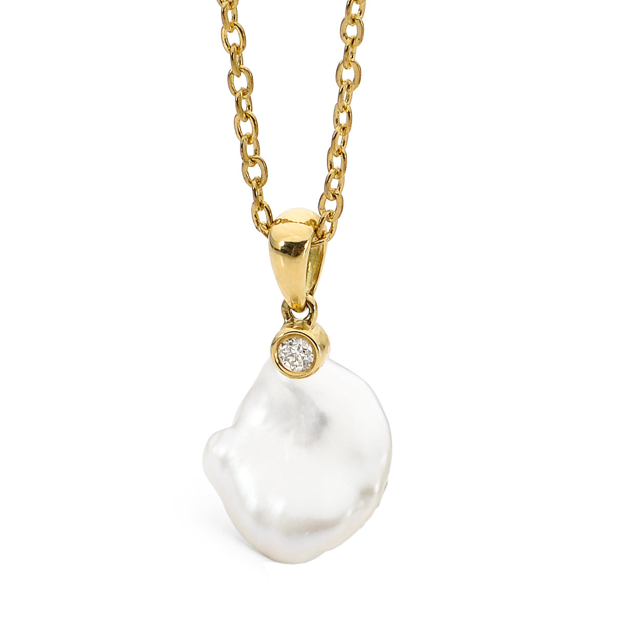 9ct Diamond and Freshwater Pearl Pendant
