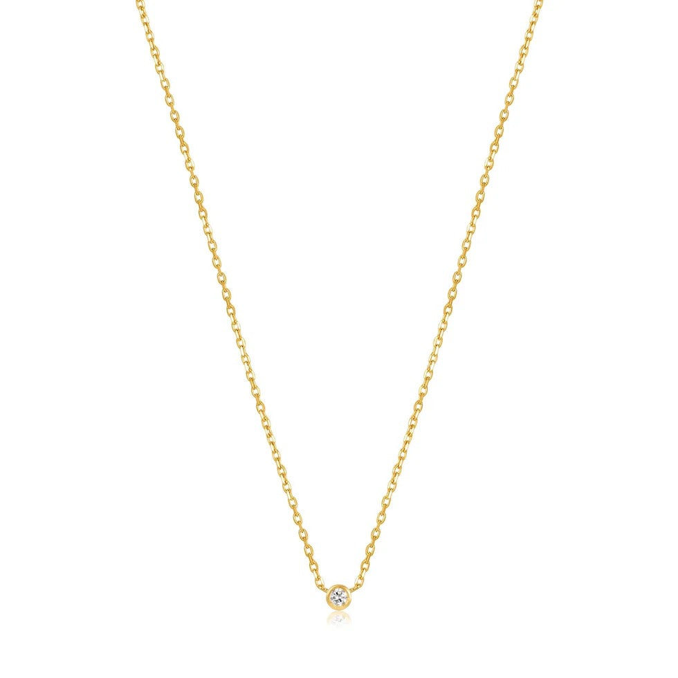14k Gold Single Natural Diamond Necklace