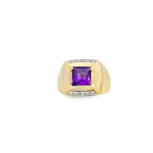 9ct Amethyst and Diamond Ring