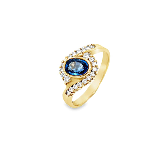 18ct Ceylon Sapphire and Diamond Ring