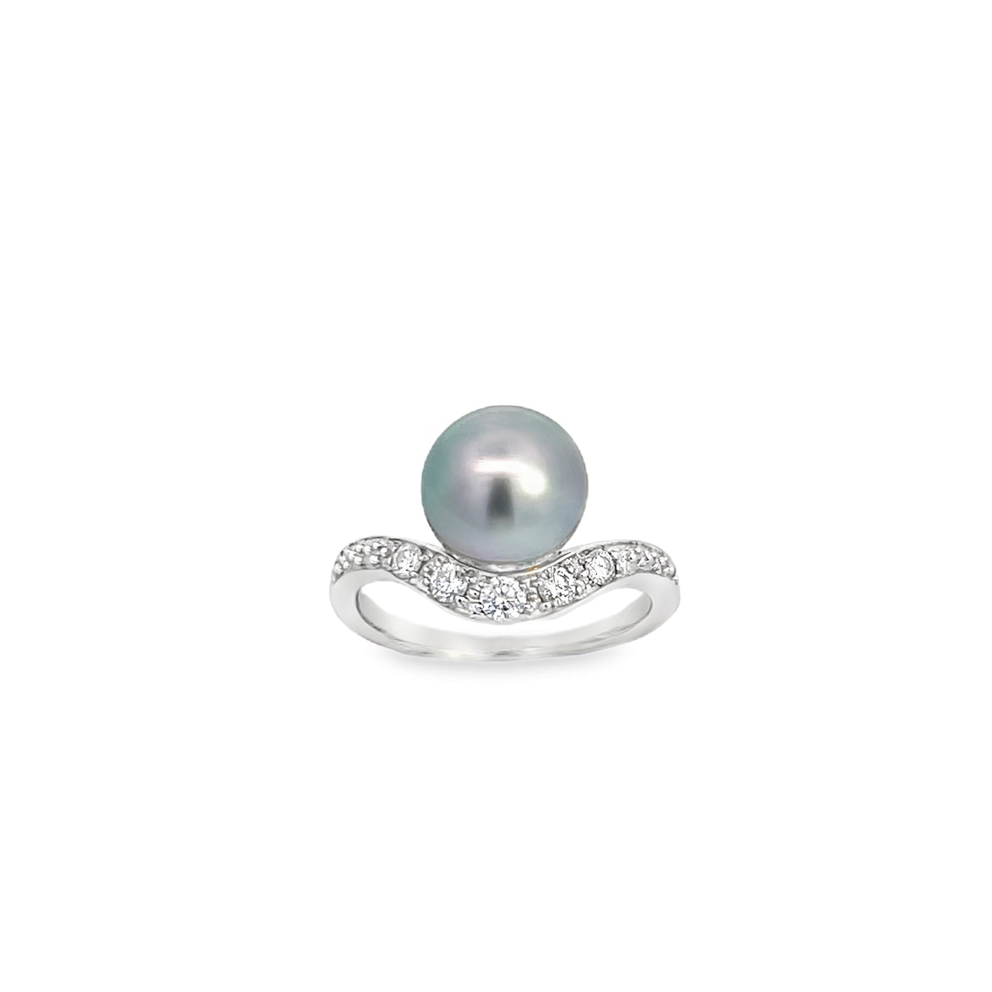 18ct Black Tahitain Pearl and Diamond Ring