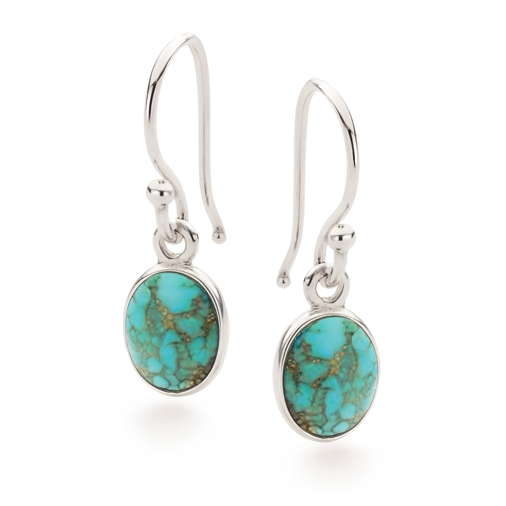 Sterling Silver Blue Mohave Turquoise Earrings