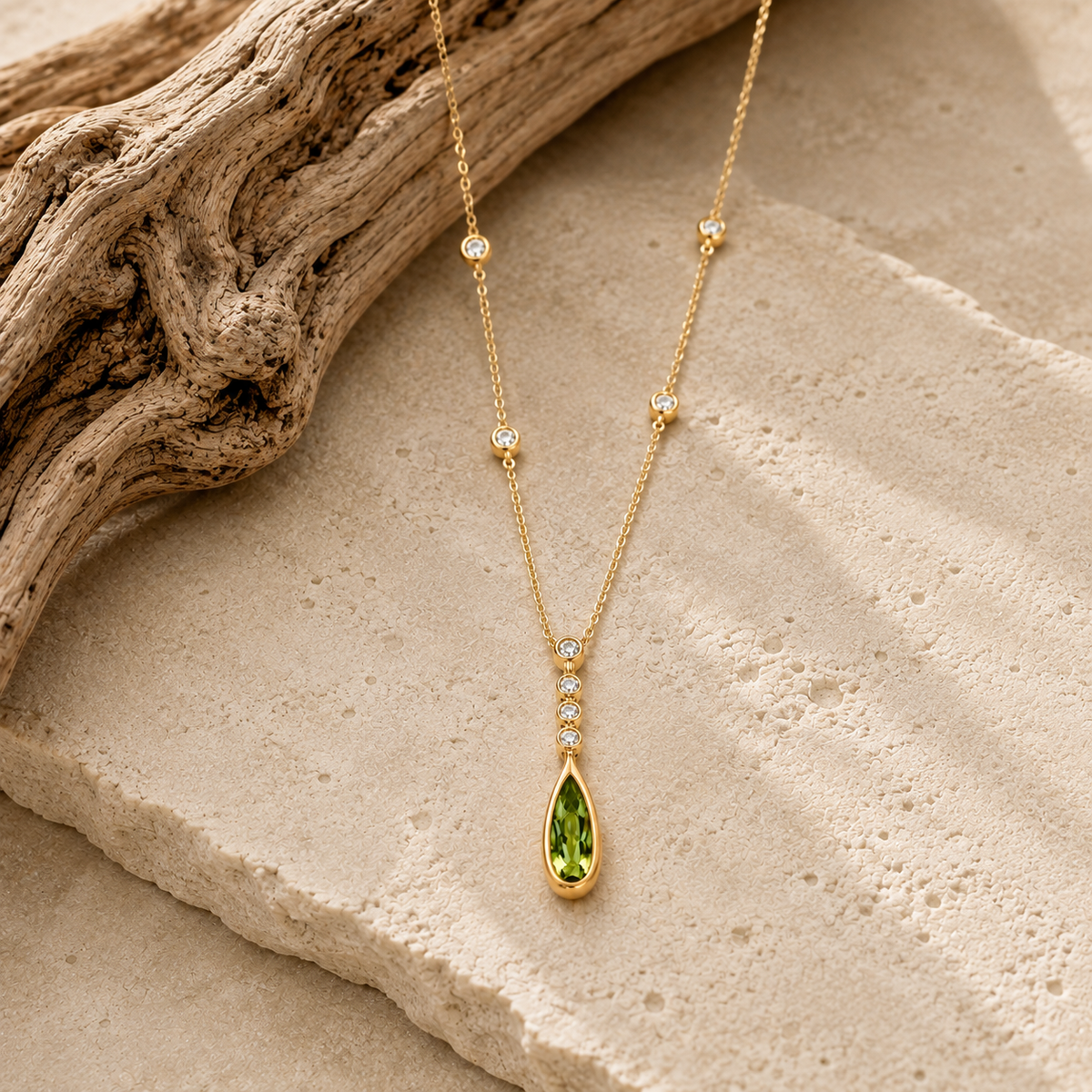 9ct Peridot and Diamond Necklace