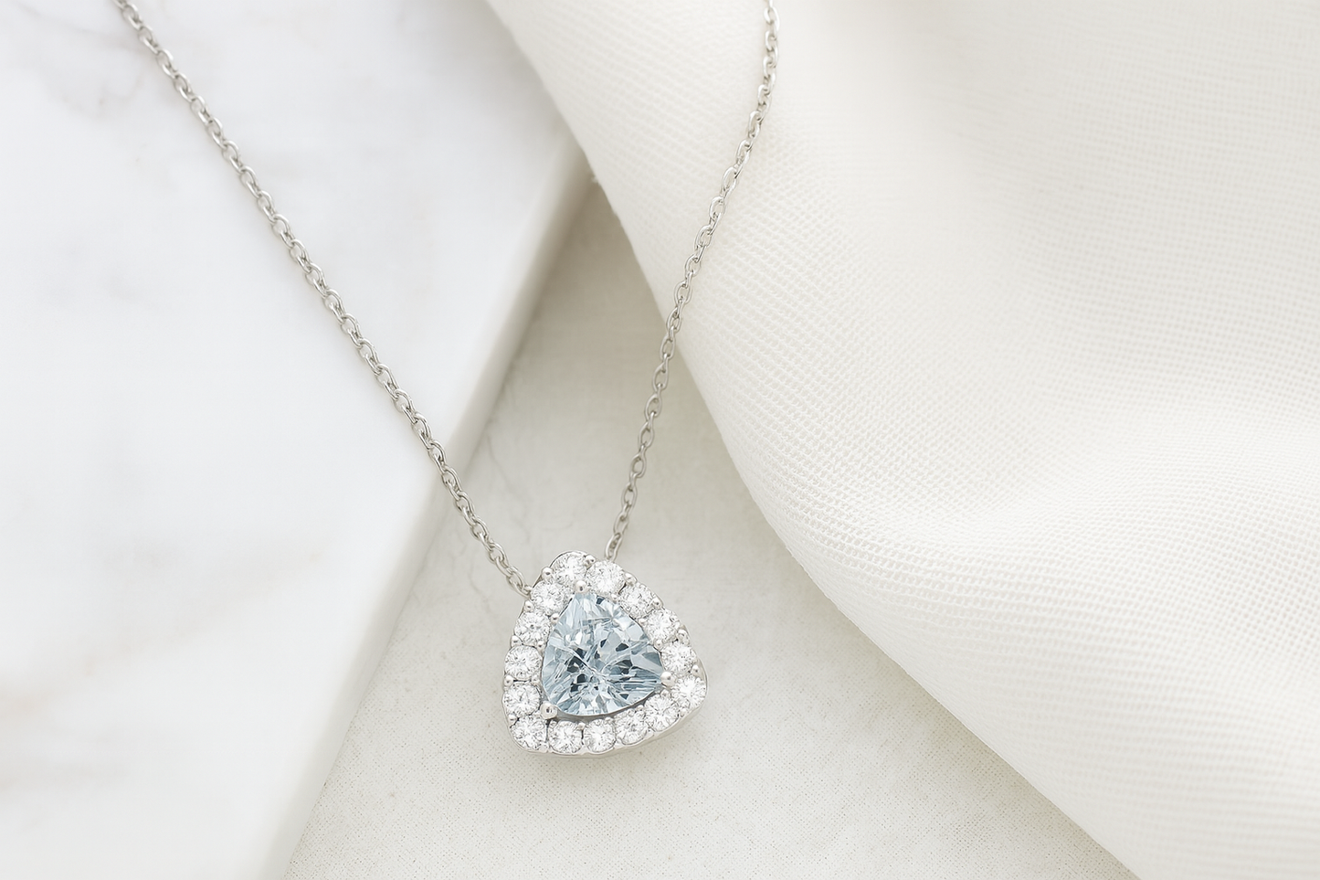 9ct Aquamarine and Diamond Necklace