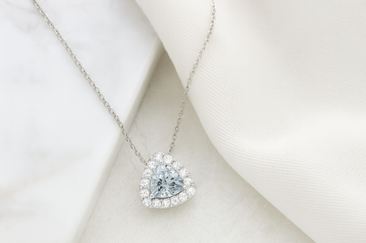 9ct Aquamarine and Diamond Necklace
