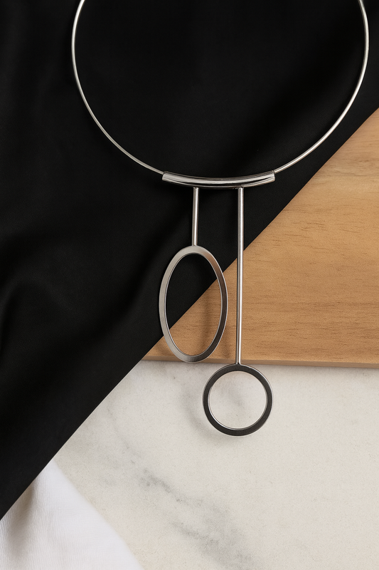 Silver Oval and Circle Pendant