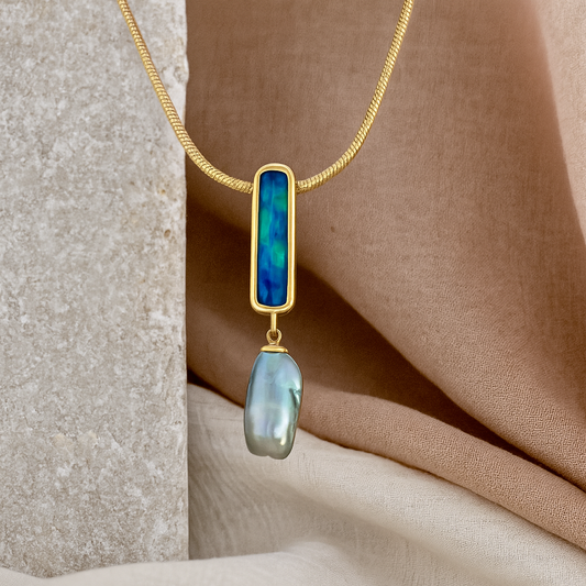 9ct Opal & Pearl Pendant