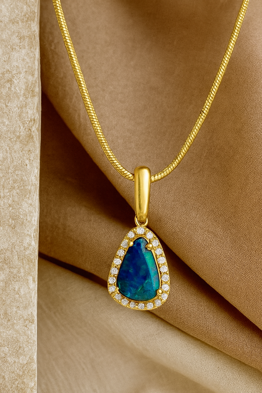 9ct Opal & Diamond Pendant