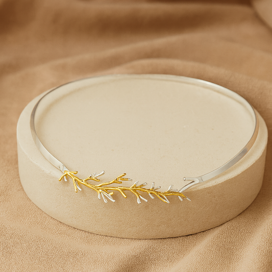 Silver and Gold Plated Branch Neck Cuff