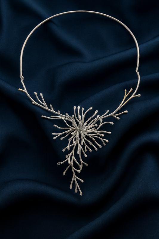Silver Coral Inspired Necklace