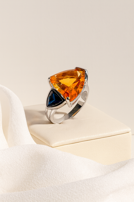 Silver Ring With Golden Citrine + Iolite