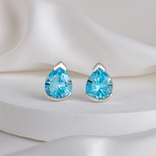 Silver Earrings With Blue Topaz