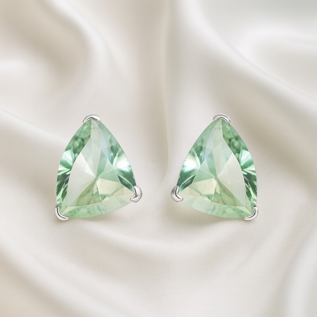 Silver Earrings With Green Amethyst