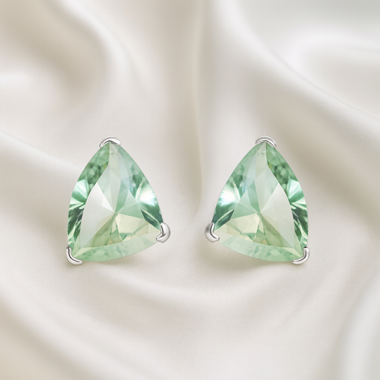 Silver Earrings With Green Amethyst