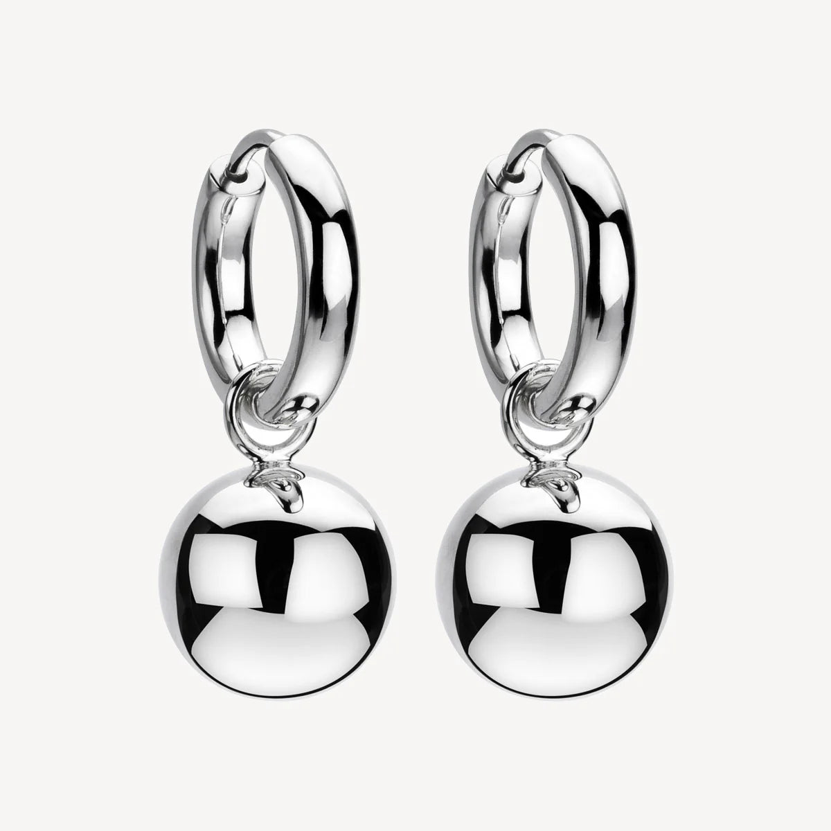 silver12 mm ball charm on 3x16mm huggie, antitarinsh