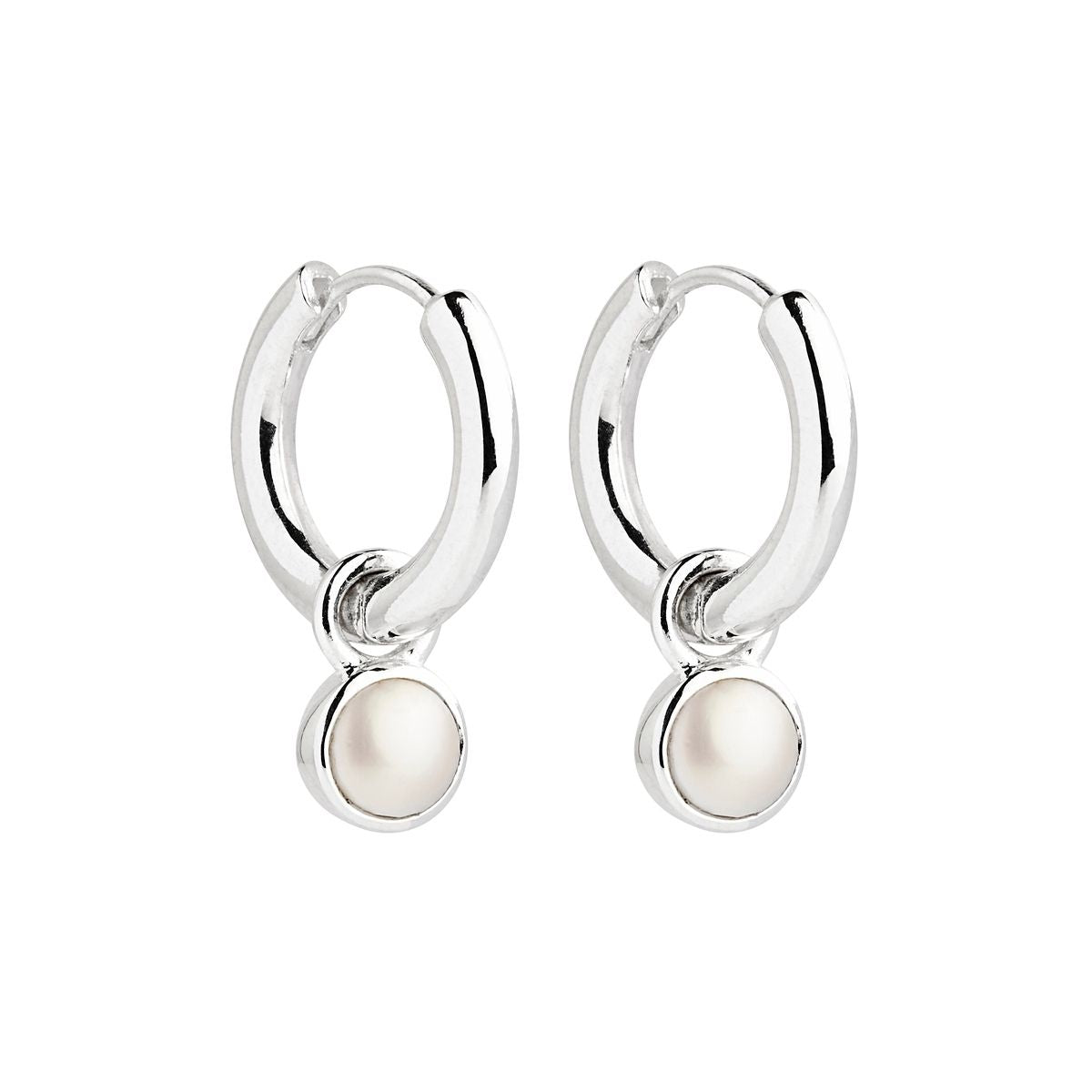 Sterling Silver Huggies with Fresh Water Pearl