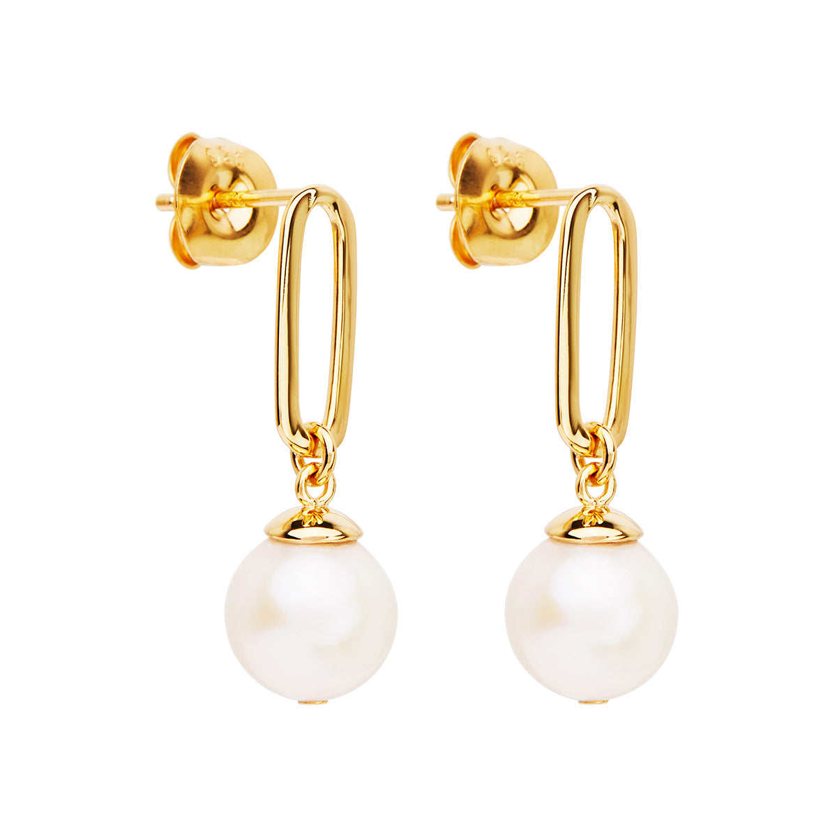 Sterling Silver Gold Plated Earrings with Fresh Water Pearl