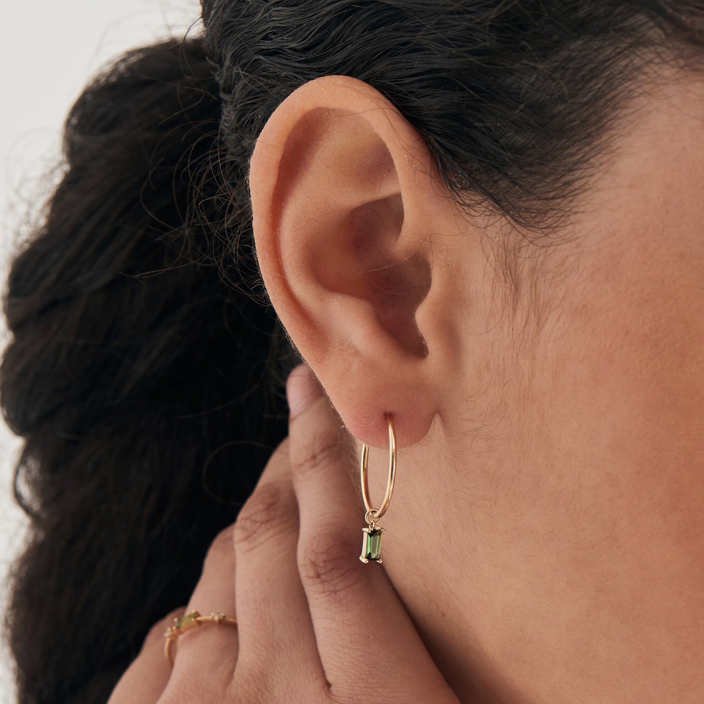 Ania Haie 14ct Gold Tourmaline Drop Mini Hoop Earrings