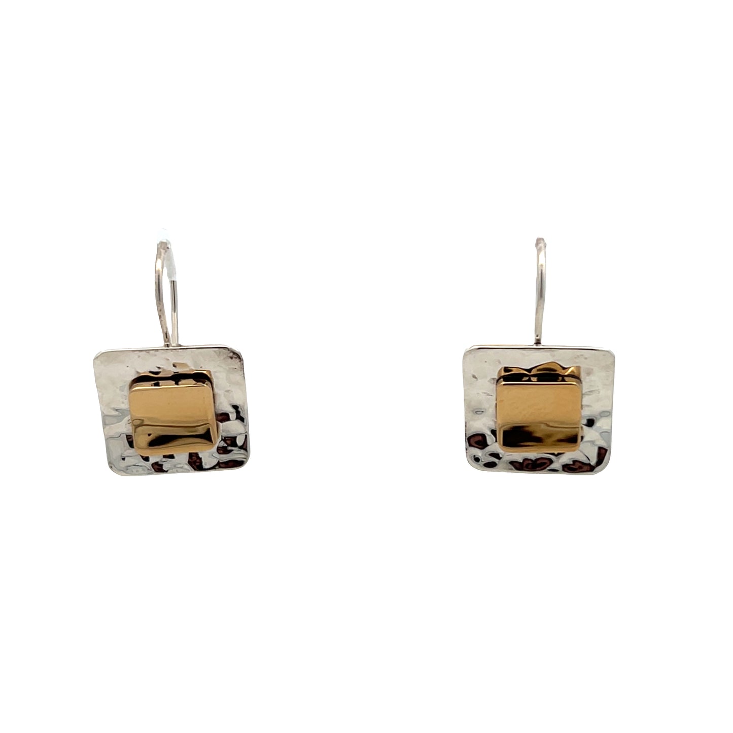 Sterling Silver and Gold Plated Hammered Earrings