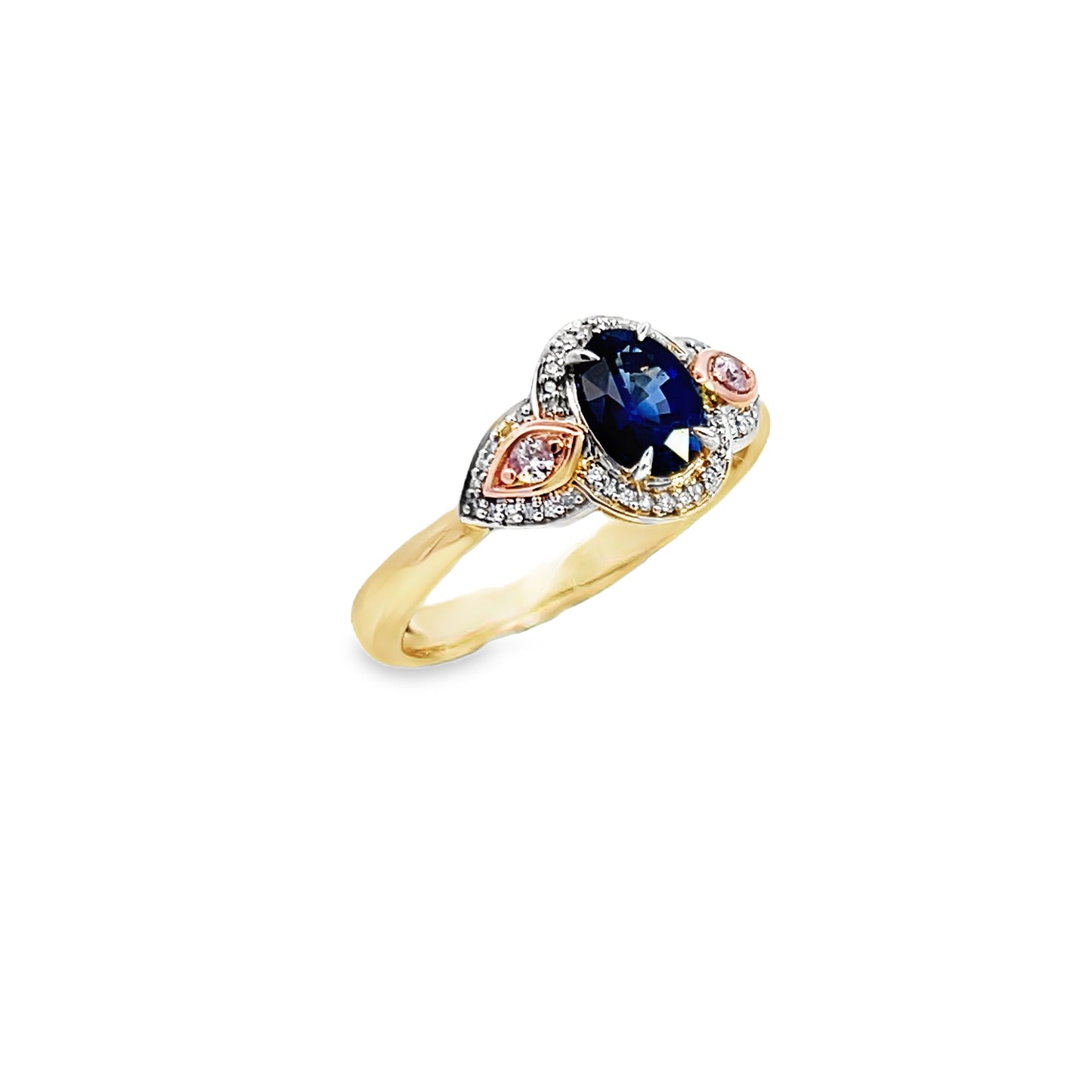 9ct Ceylon Sapphire and Pink Diamond Ring