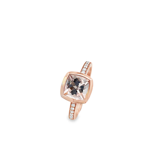 9ct Morganite and Diamond Ring