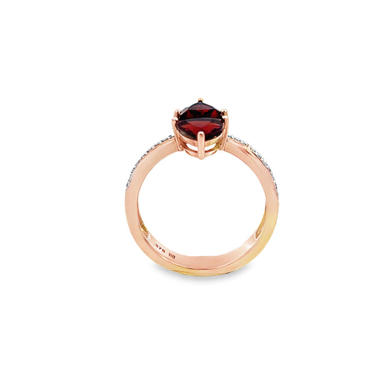 9ct Rose Gold Garnet and Diamond Ring