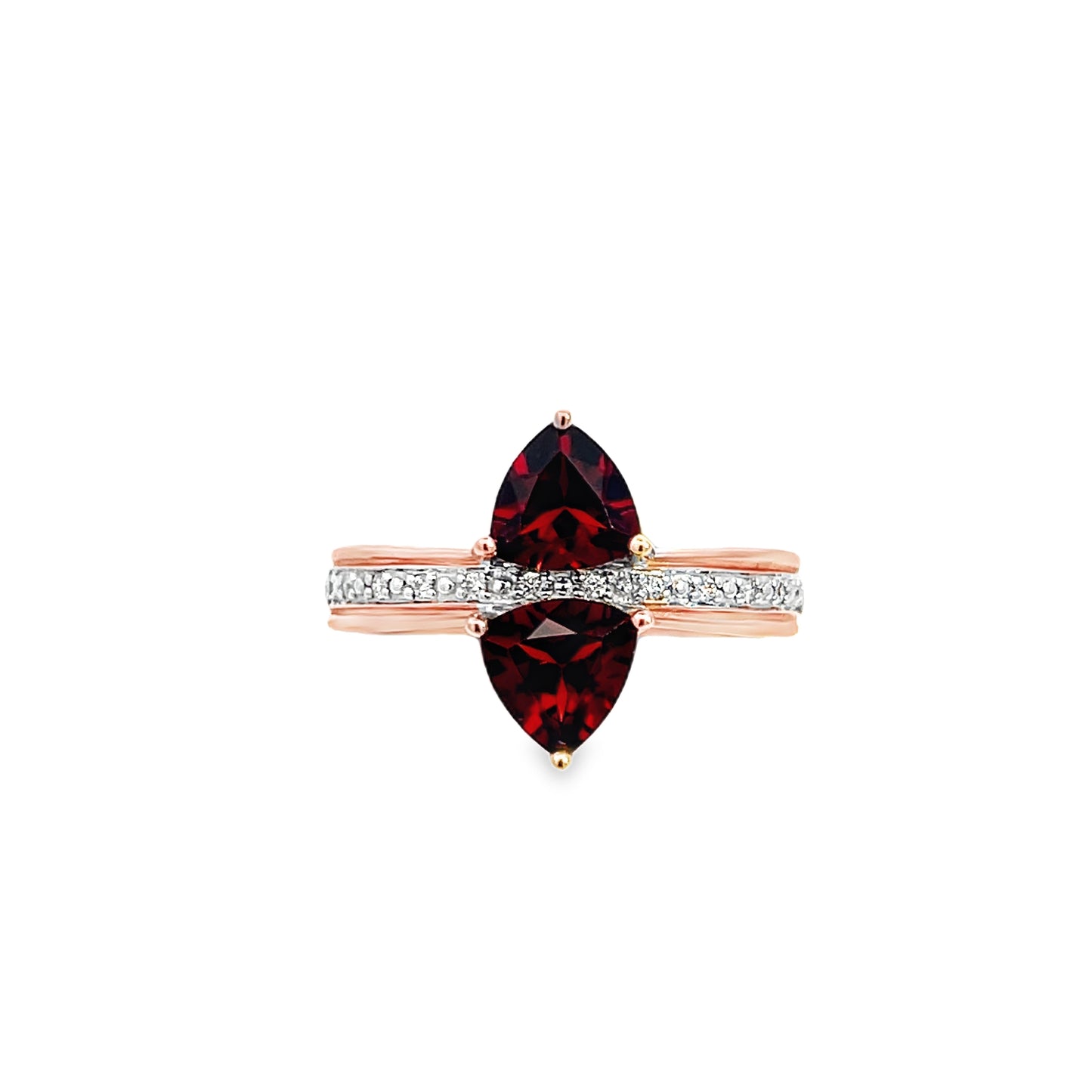 9ct Rose Gold Garnet and Diamond Ring