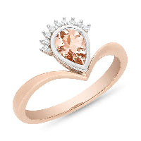 9ct Two Tone Morganite and Diamond Ring