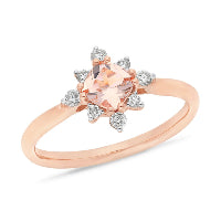 9ct Rose Gold Morganite and Diamond Ring