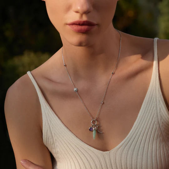 Sterling Silver Rose Quartz Charm Connector Necklace