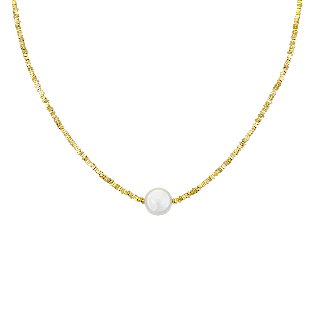 Gold Plated Pearl Bead Necklace