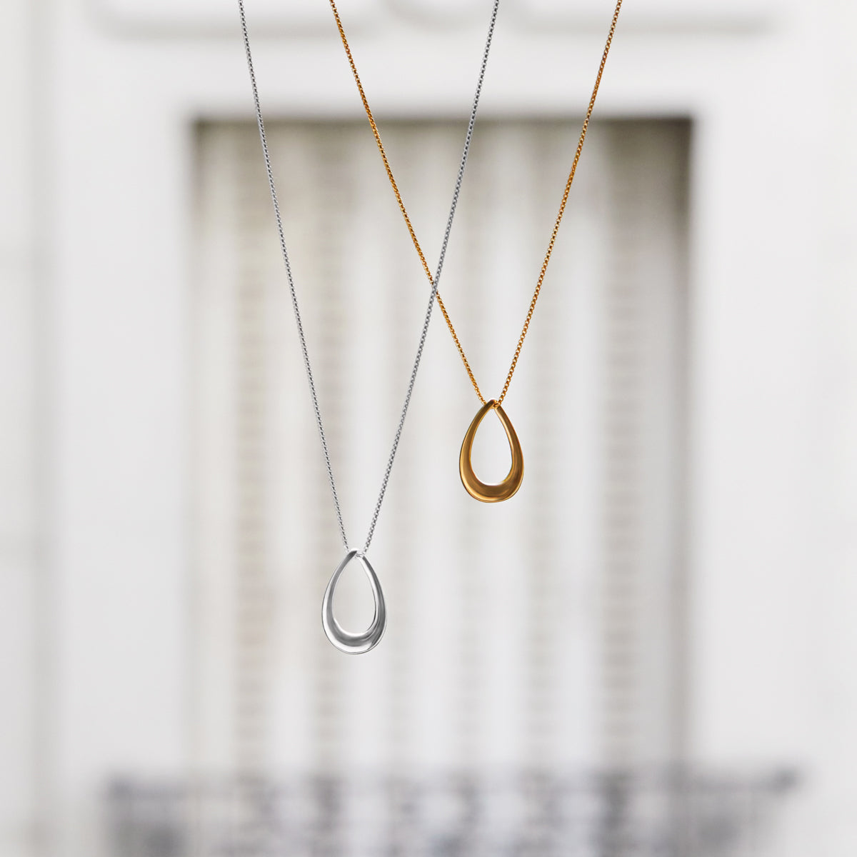 Sterling Silver Open Teardrop Necklace